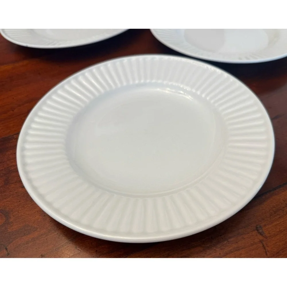 Set Of 5 Claremont by Gibson White Ribbed Salad Plates